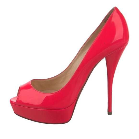 Christian Louboutin Rose Paris Fluo Patent Leather Troca 140 Pink Pumps Size 39 - Picture 2 of 13